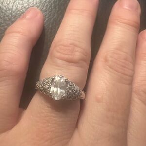 Diamonique Silver Solitaire Ring